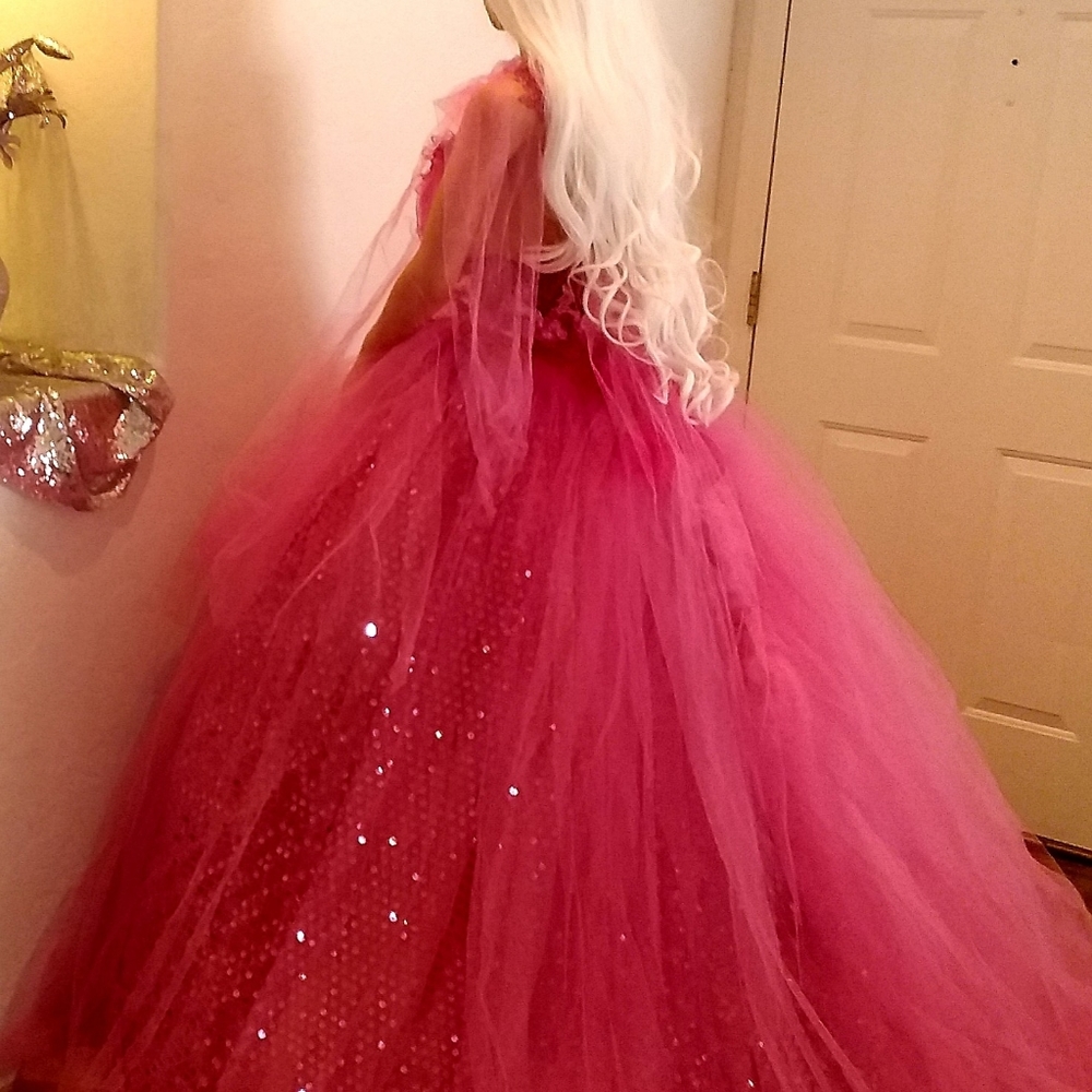 YASMINE Pink Tulle Sequin Wedding Ballgown Set - Picture 7 of 10